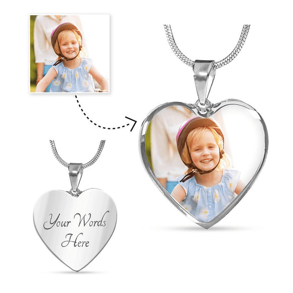 Luxury Heart Necklace ( Upload your photo and message ) - Luxury Necklace (Silver) / Yes